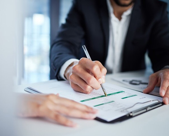 People go over paperwork