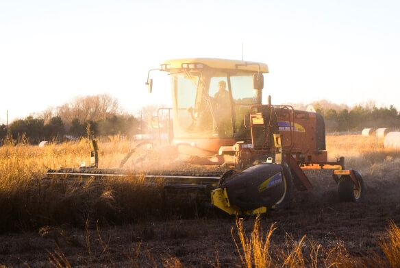 Person driving a tractor