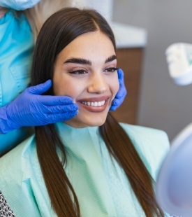 woman smiling in dental chair