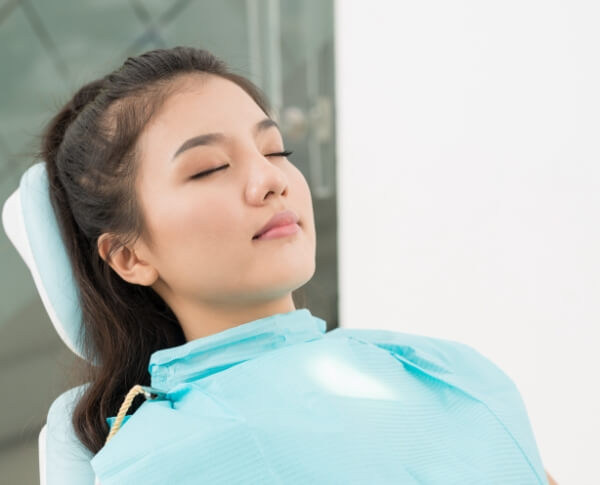 Relaxed patient under I V dental sedation