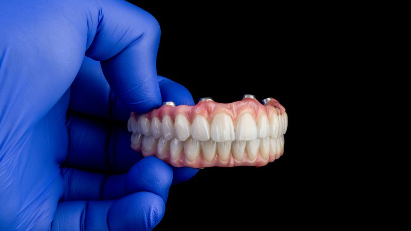Close-up of implant dentures