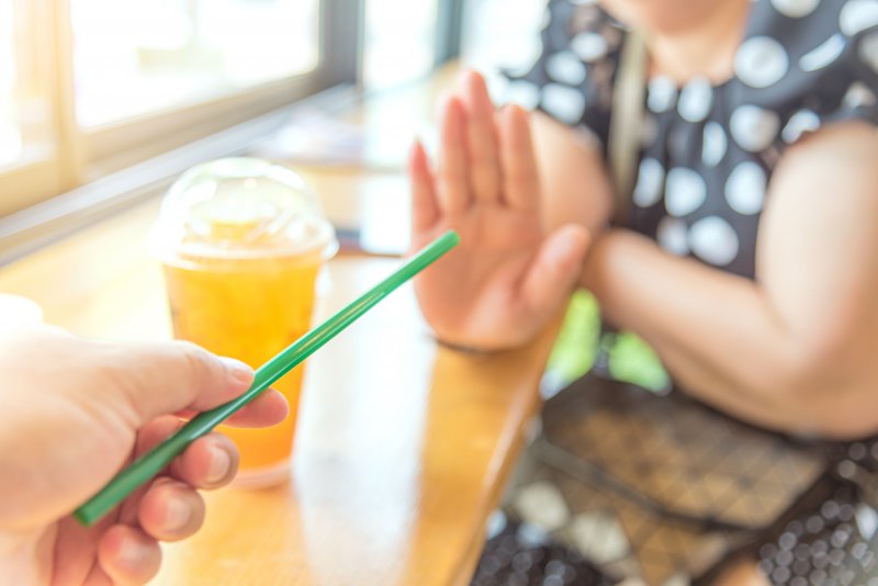 Woman saying no to a straw